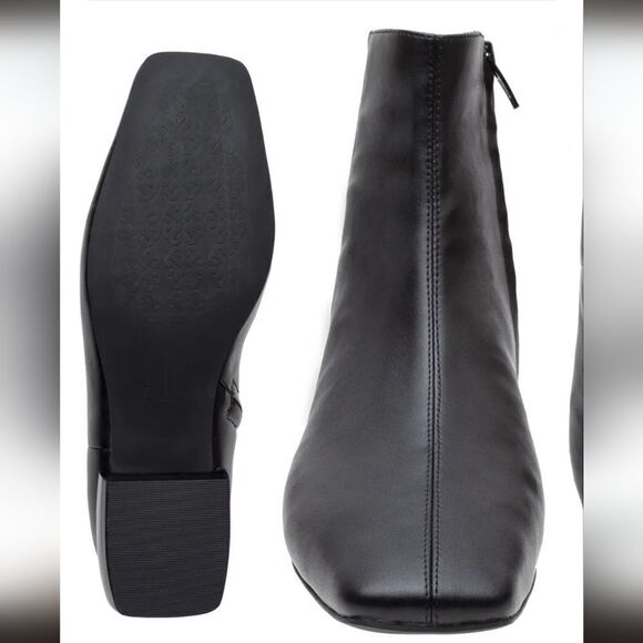 New Linea Paolo Rad Bootie In Black leather zipper ankle boot low heel zip 4.5 - Picture 5 of 7